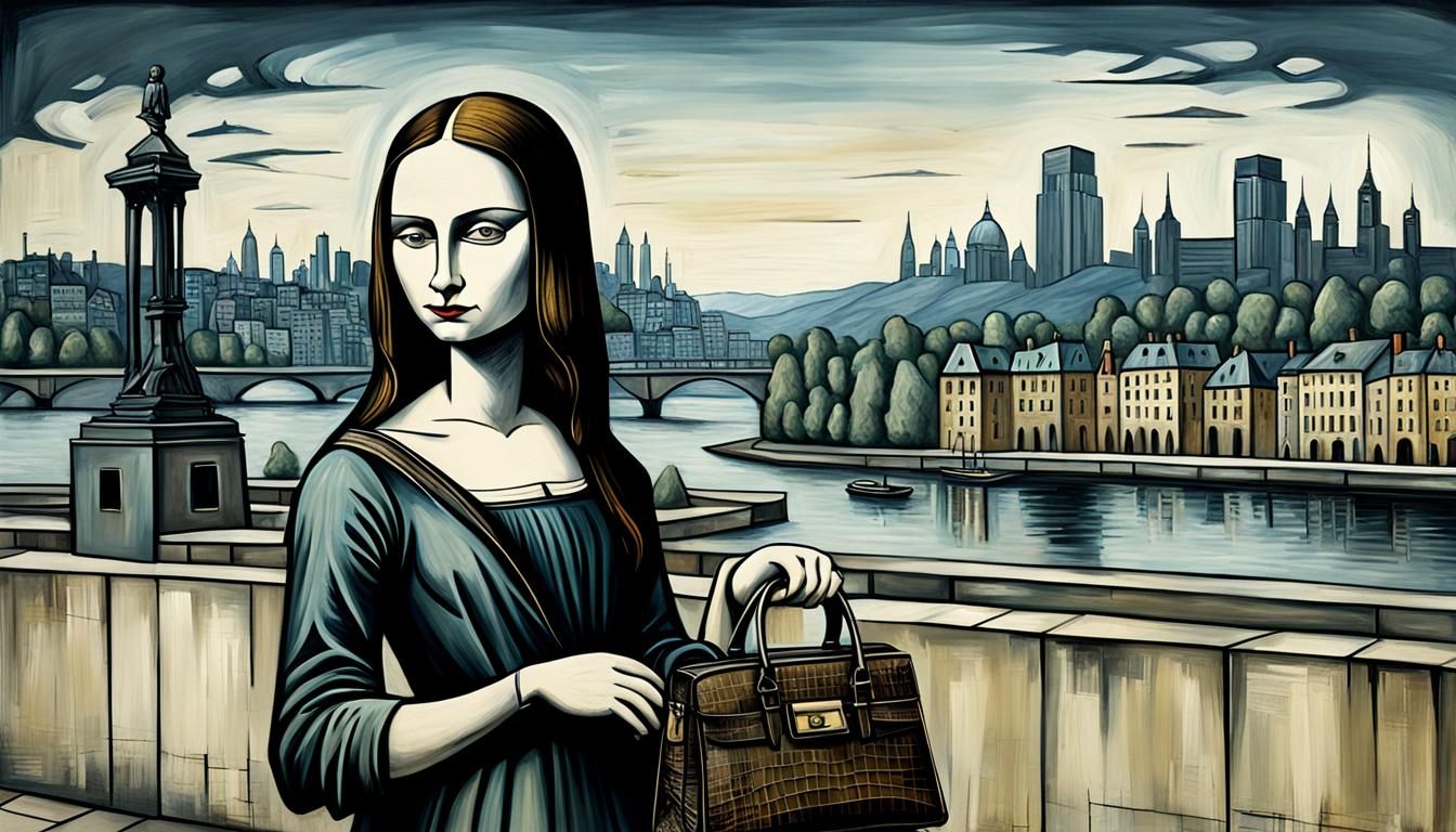 Postmodern shot: Mona Lisa walking home