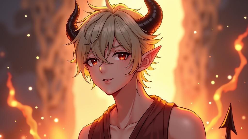 Endearing Demon with Platinum Hair, 3D Anime Art