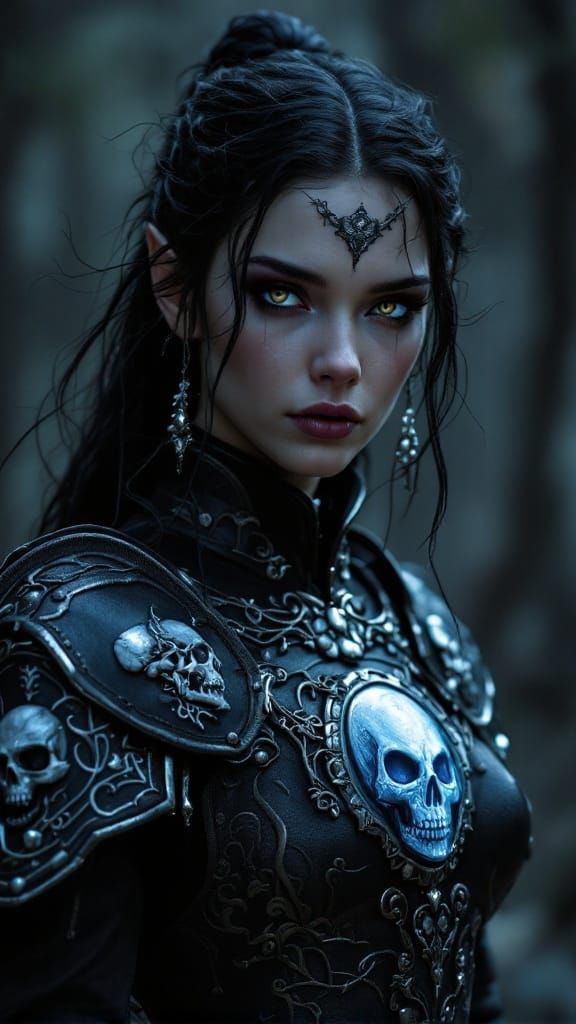 Dark Elven Warrior Queen in Gothic Armor