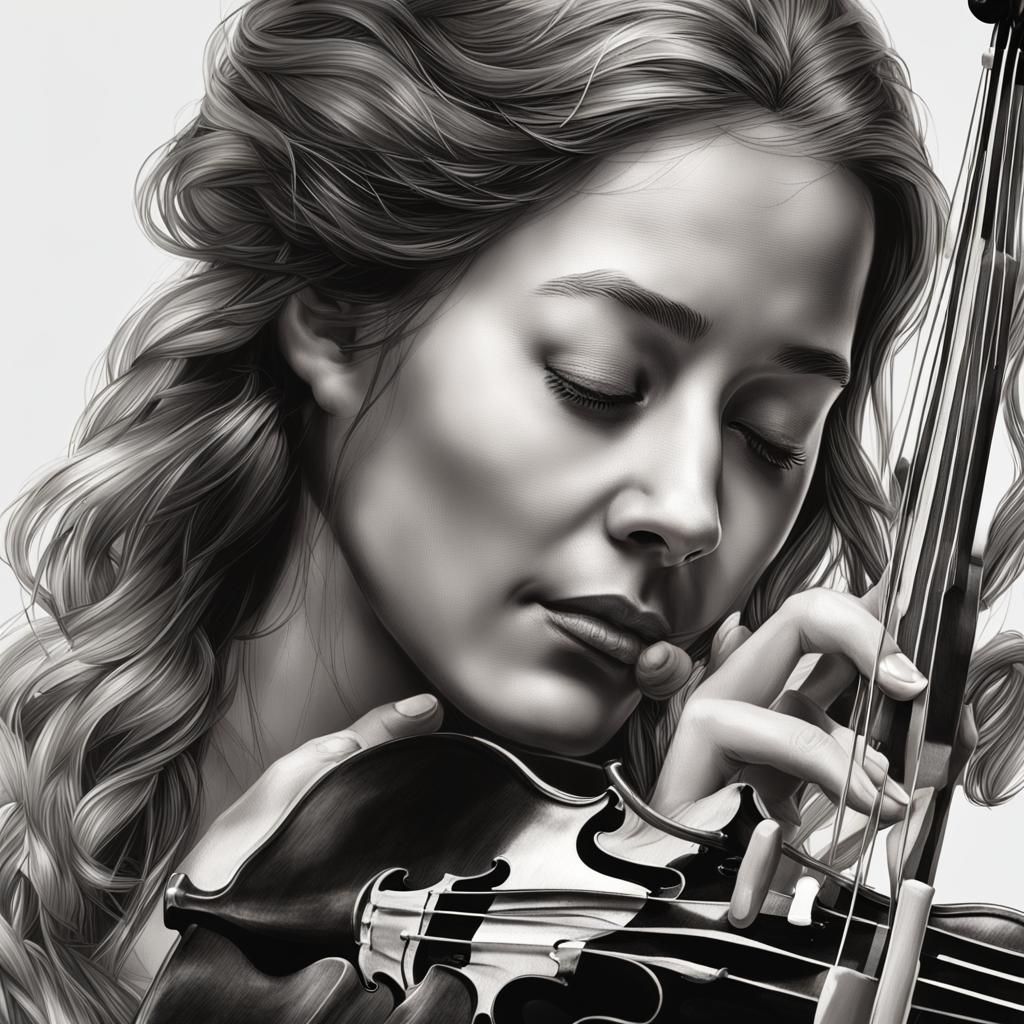 Macro Image of a Violinist Playing Beautiful Music
