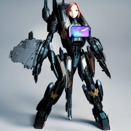 Anime Dragon Mecha Exosuit with Girl Pilot