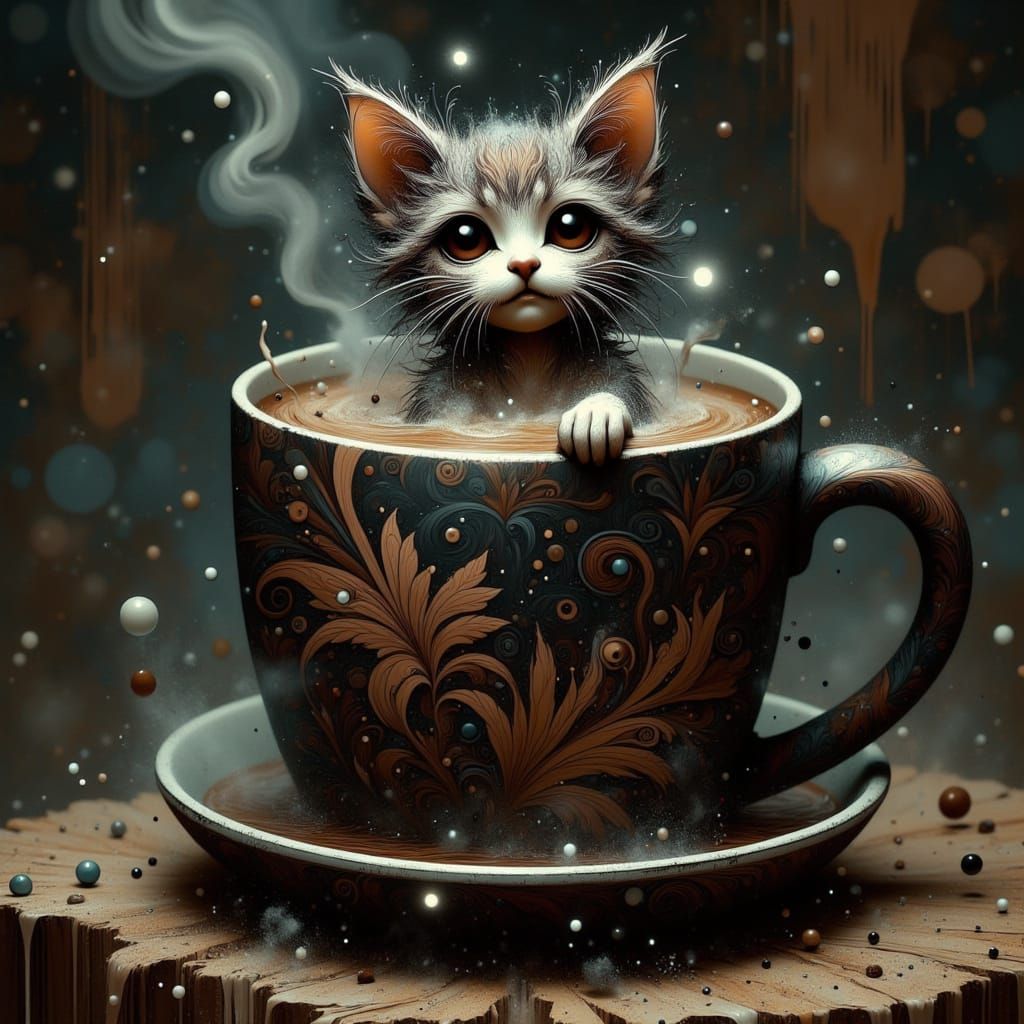 Hyperrealistic Cat Portrait on a Vibrant Coffee Mug