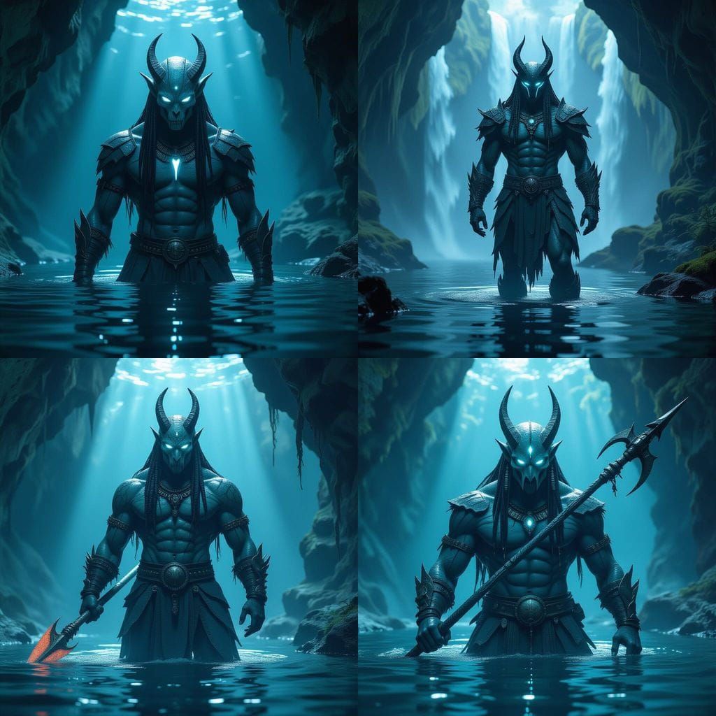 Abysskin Warrior Emerging from Black-Water Lake