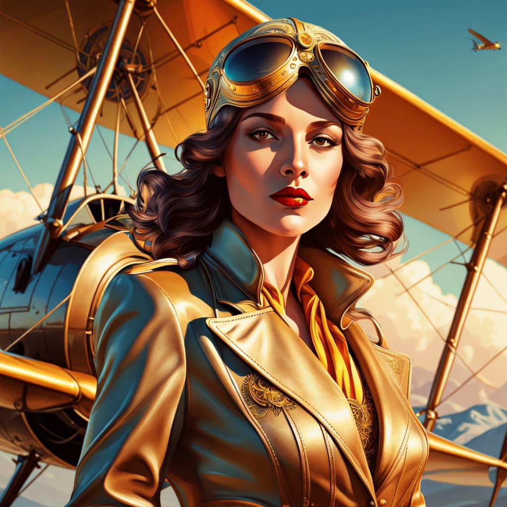 Glamorous Aviator in Art Deco Style Poster Art