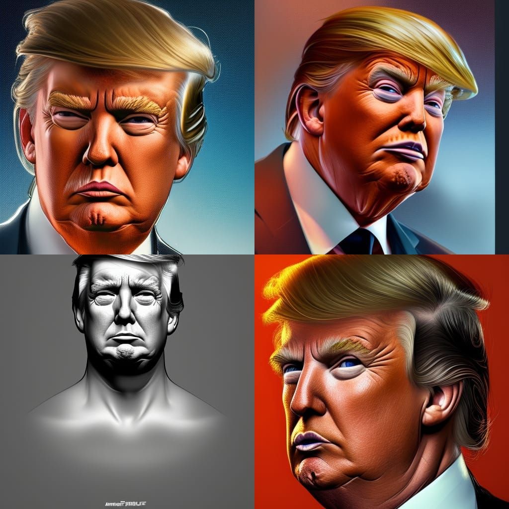 Detailed Portrait of Donald Trump in Digital Art Style