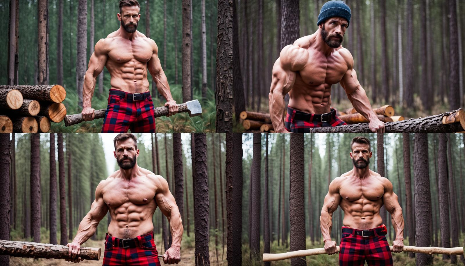 Muscular Lumberjack in Forest