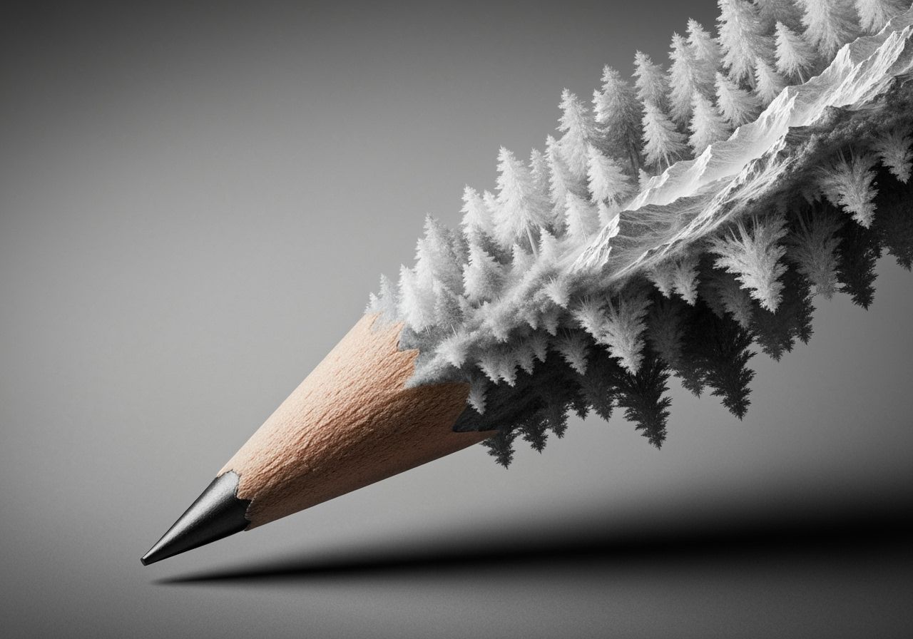Realistic Landscape Emerges from Pencil Tip