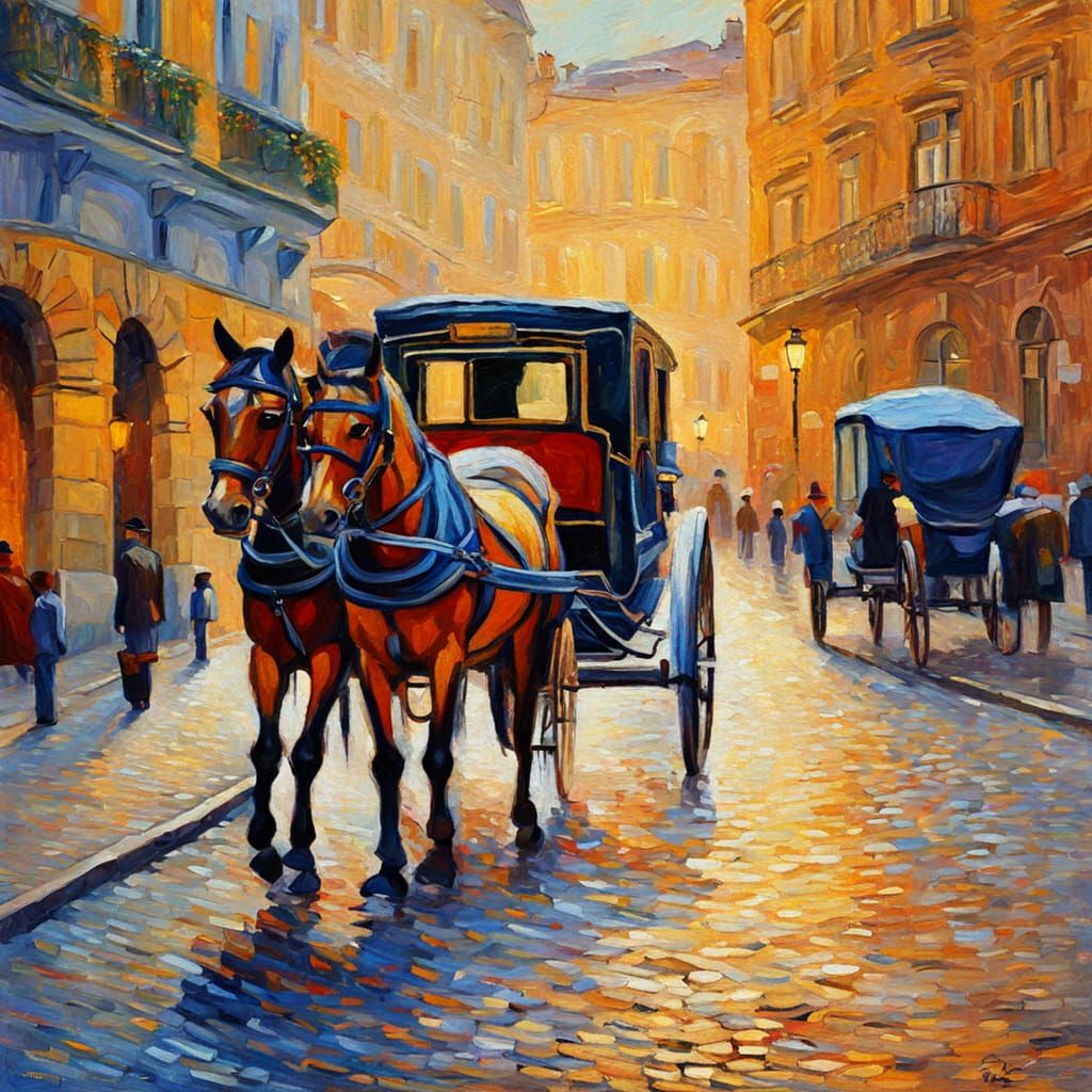 Vienna Horse Carriage in Neo-Impressionist Style