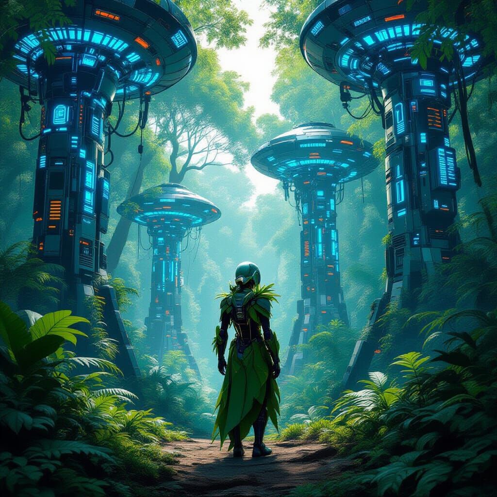 Humanoid Plant in Forest of Robotic Trees