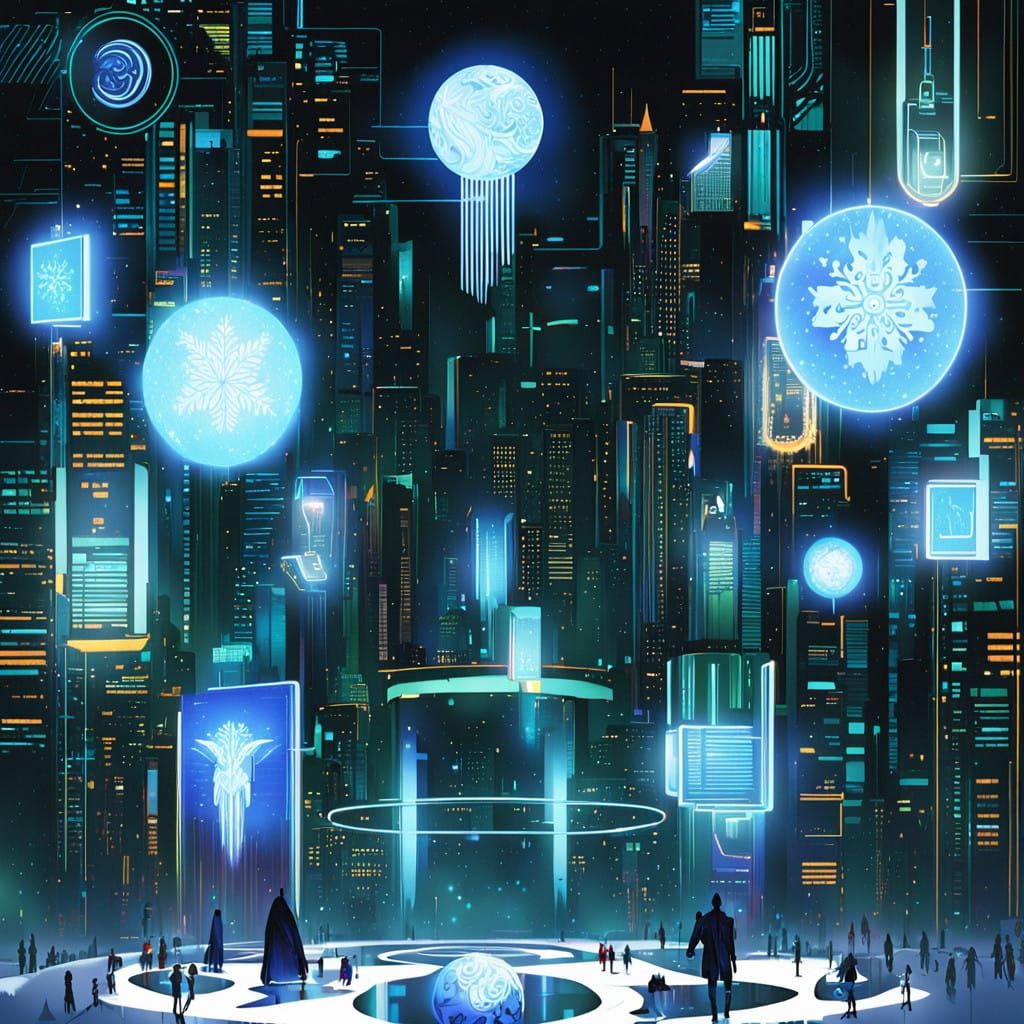 Cyberpunk Circle Ritual Under Full Moon