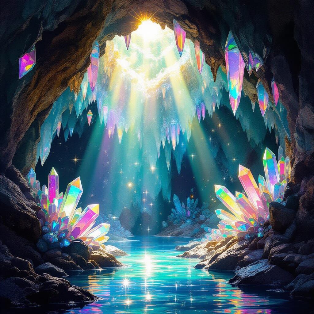Crystallized Cave with Gems, Pearls, and Diamonds