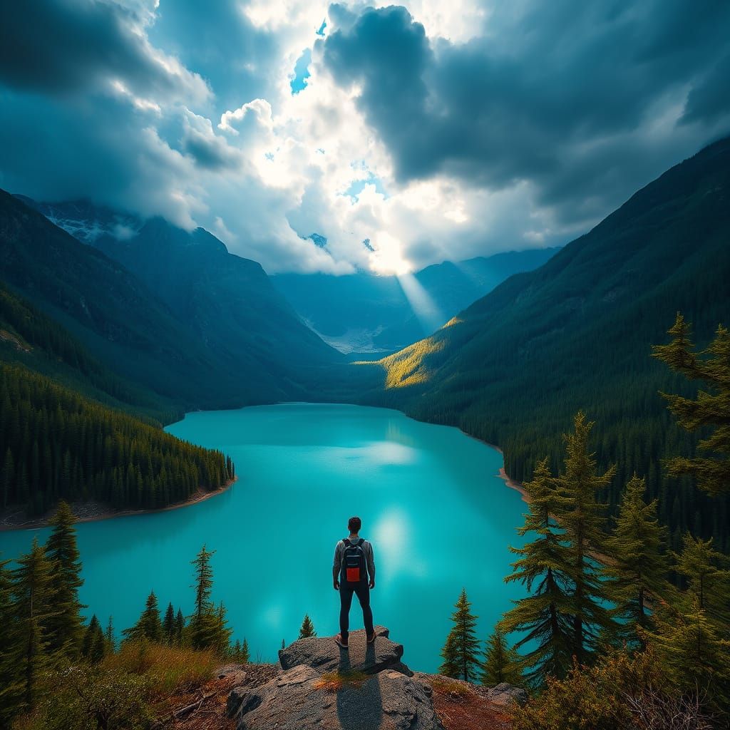 Serene Lake Landscape in Hyperrealistic Style