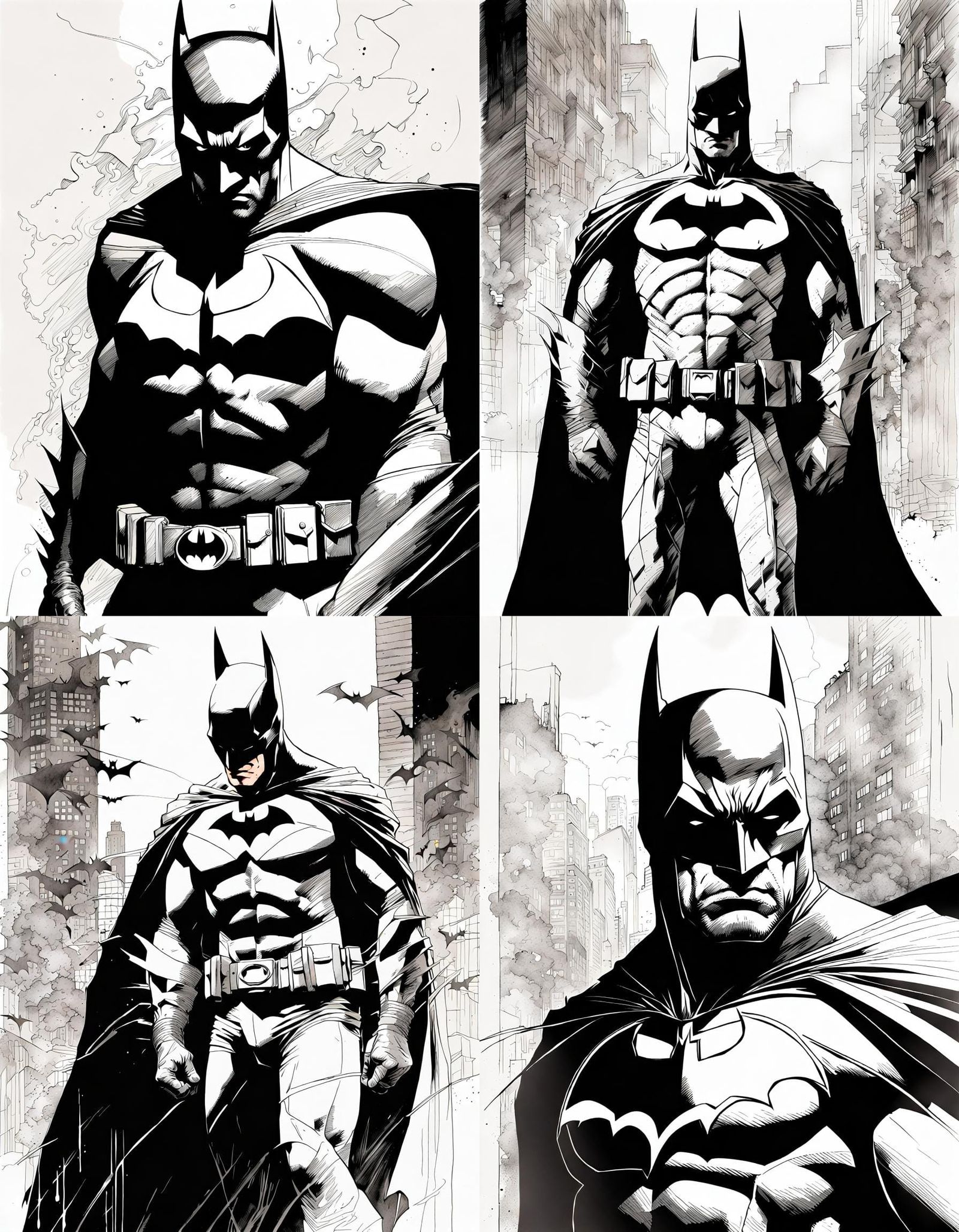 Batman Ink Drawing in High Contrast Line Art