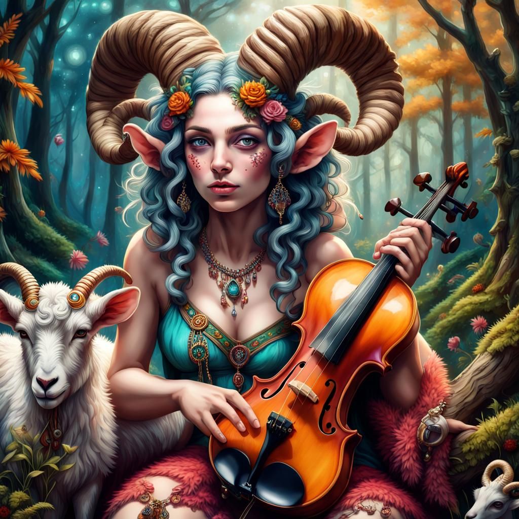 Enchanting Female Satyr in Fantasy Forest