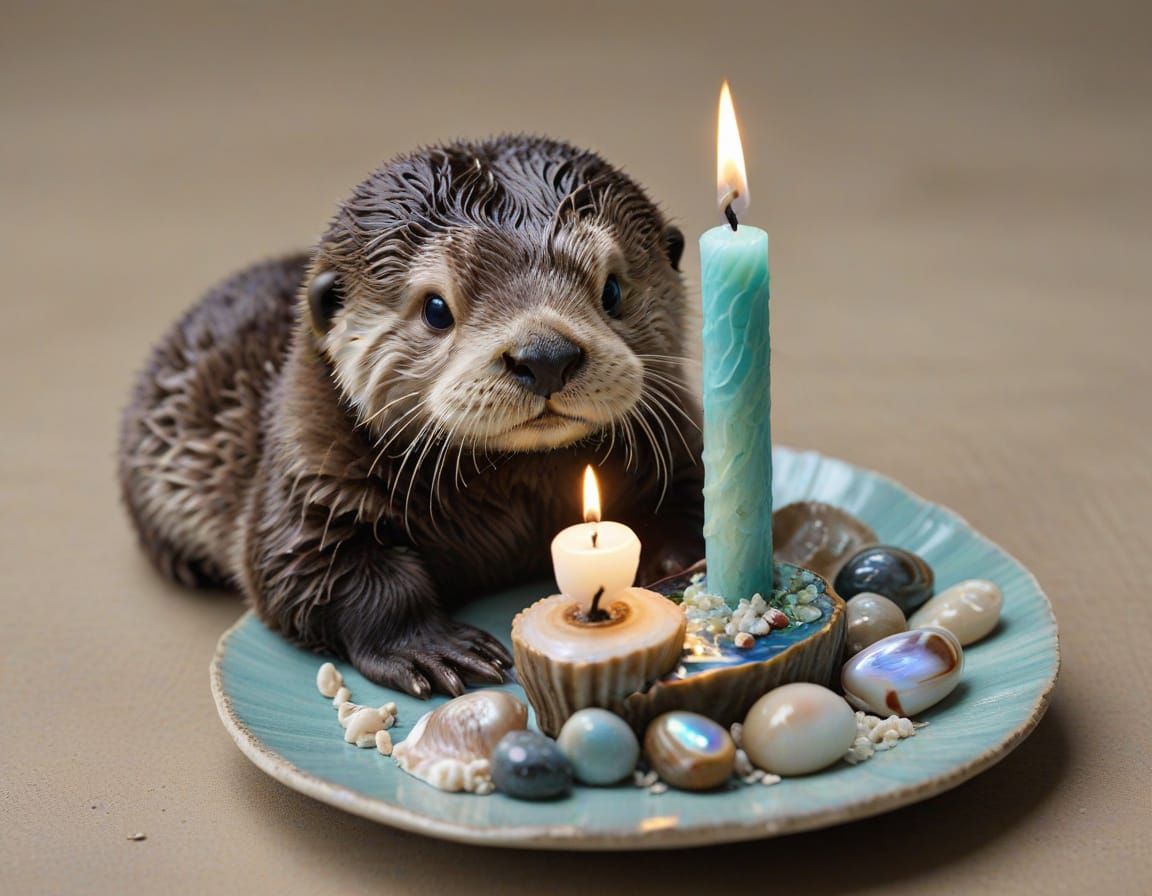 Whimsical Sea Otter Birthday Scene