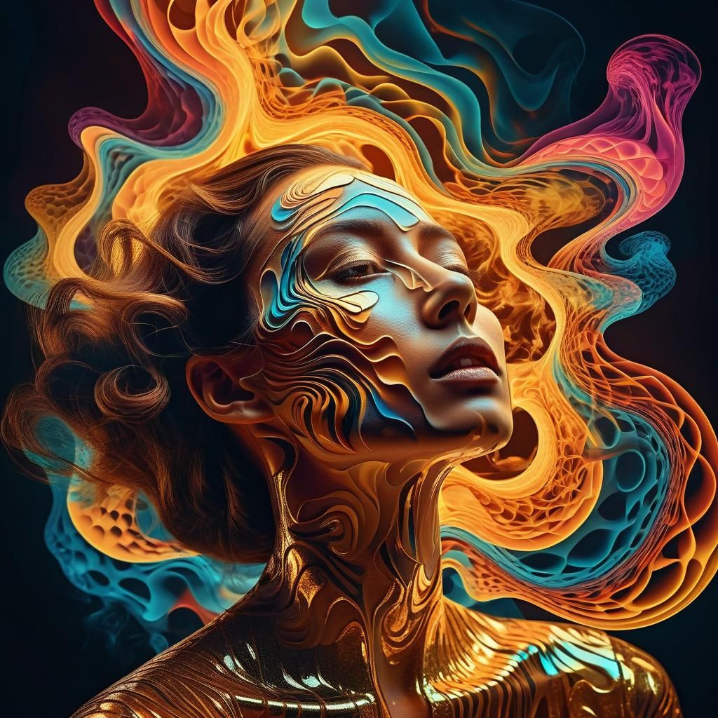 Abstract Woman in Dreamy Digital Surrealism
