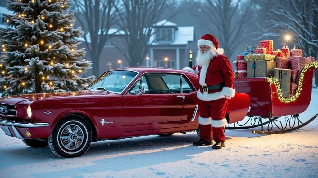 Surreal Santa Claus Reveals Vibrant 1965 Ford Mustang Sleigh...