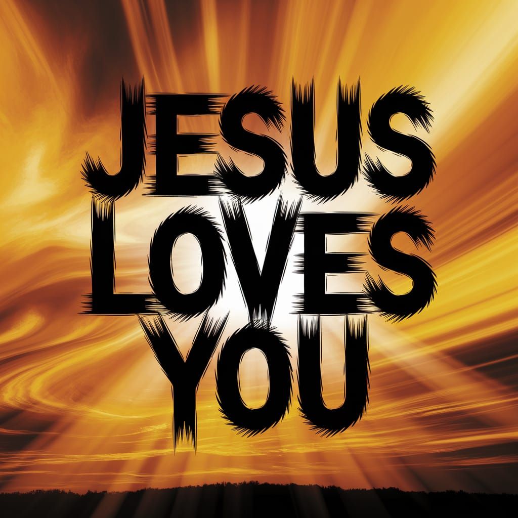 Photograph of "JESUS LOVES YOU" in Metal Font