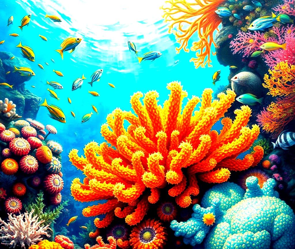 Vibrant Underwater Landscape with Colorful Corals