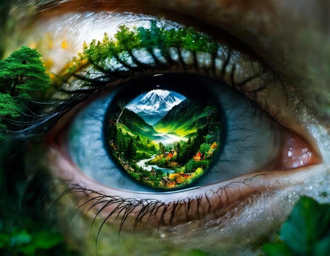 Rivendell in an Eye: Surreal Anime Collage Art