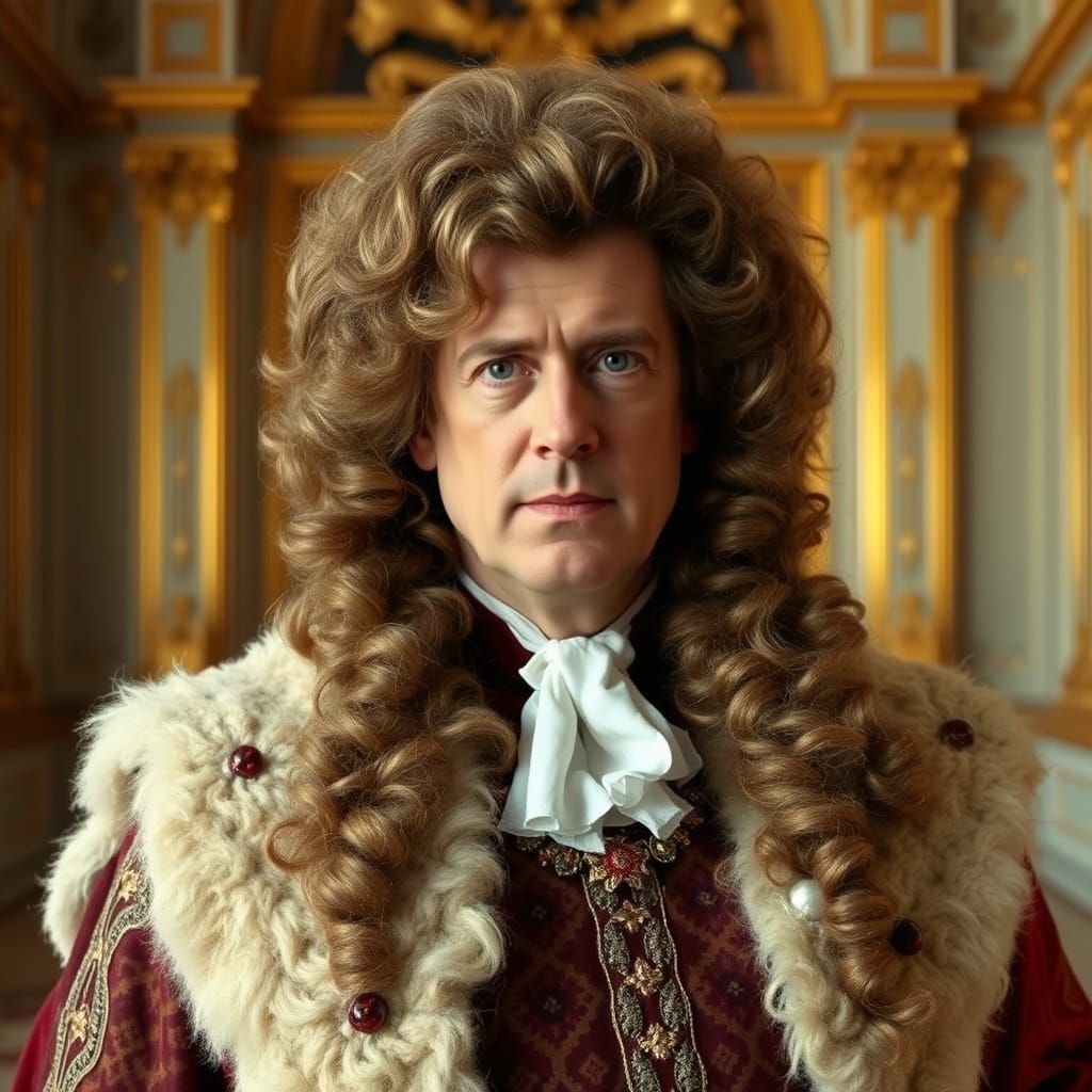 Regal Portrait of a Modern King in Baroque Splendor