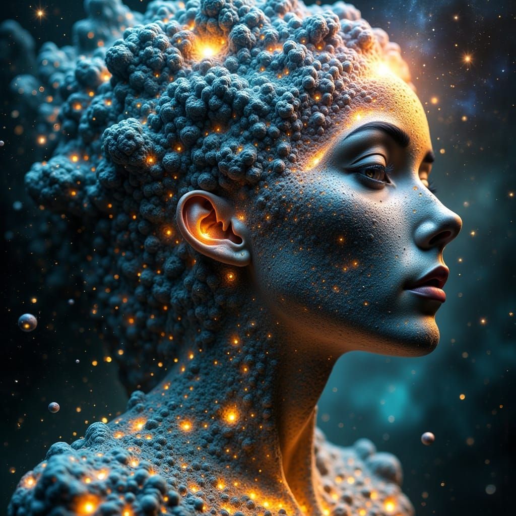 Celestial Goddess with Galaxy Skin and Stardust Eyes
