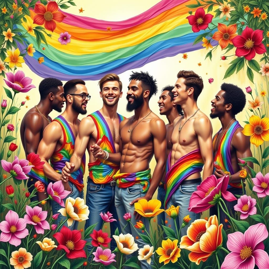 Uplifting Illustration Celebrating LGBTQ+ Diversity and Unit...