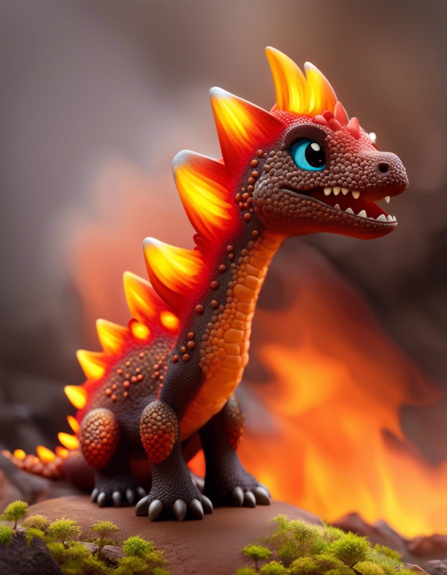 Adorable Volcanic Baby Dragon Earth Art