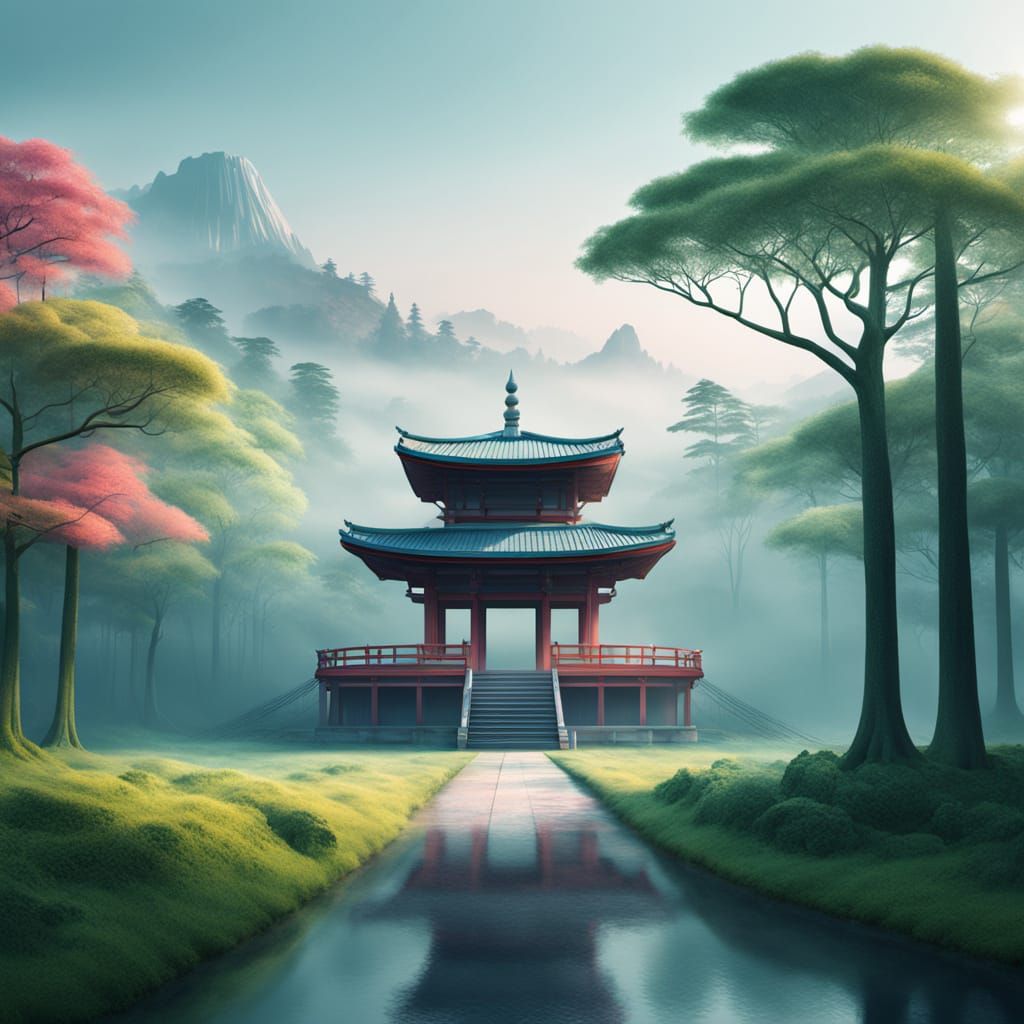 Ancient Japanese Temple Blends into Serene Forest Landscape