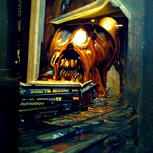 Eerie Analog Horror Scene as Oil Painting