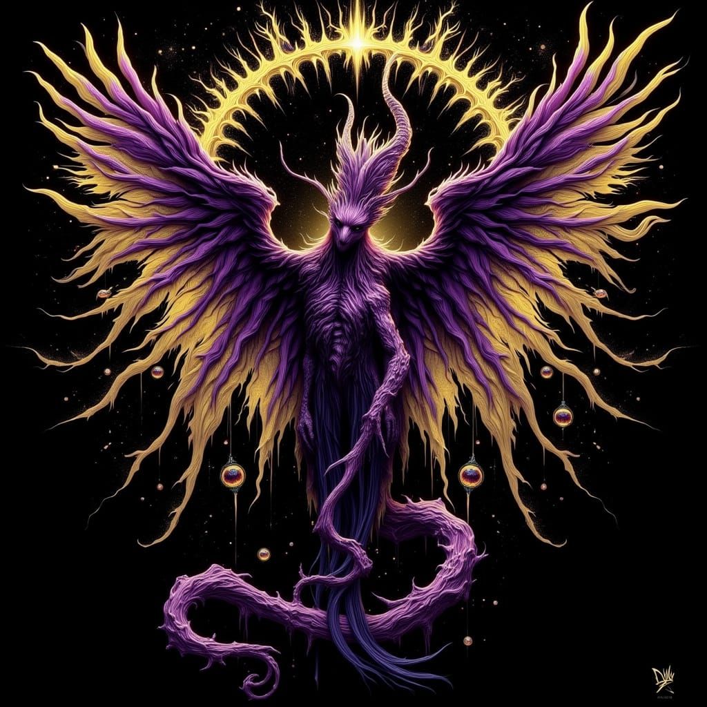 Dark Fantasy Dr Pepper Creature in Modern Art Nouveau Style