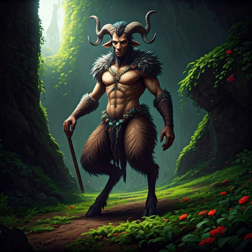 Roman Mythology Faun in Detailed Matte Painting
