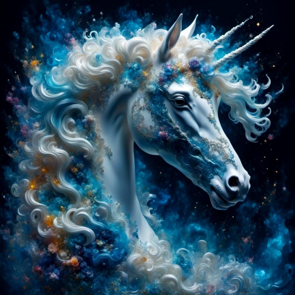 Heavenly Cloud Horse with Colored Smoke Mane