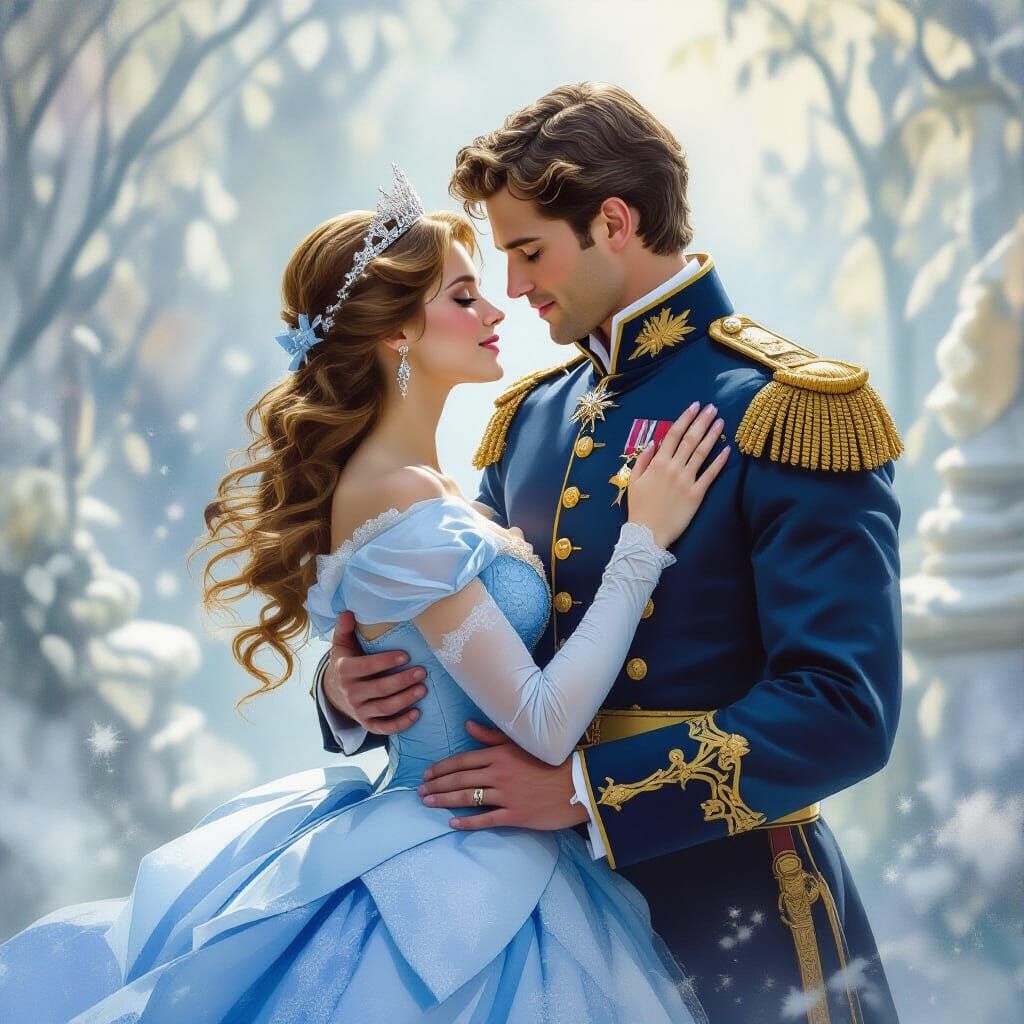 Prince Phillip and Sleeping Beauty Embrace in Ethereal Fanta...