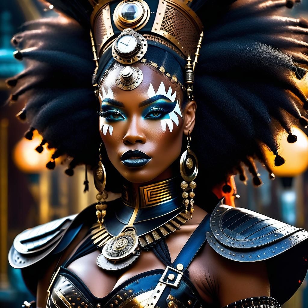 Steampunk Warrior Queen Portrait with Vitiligo