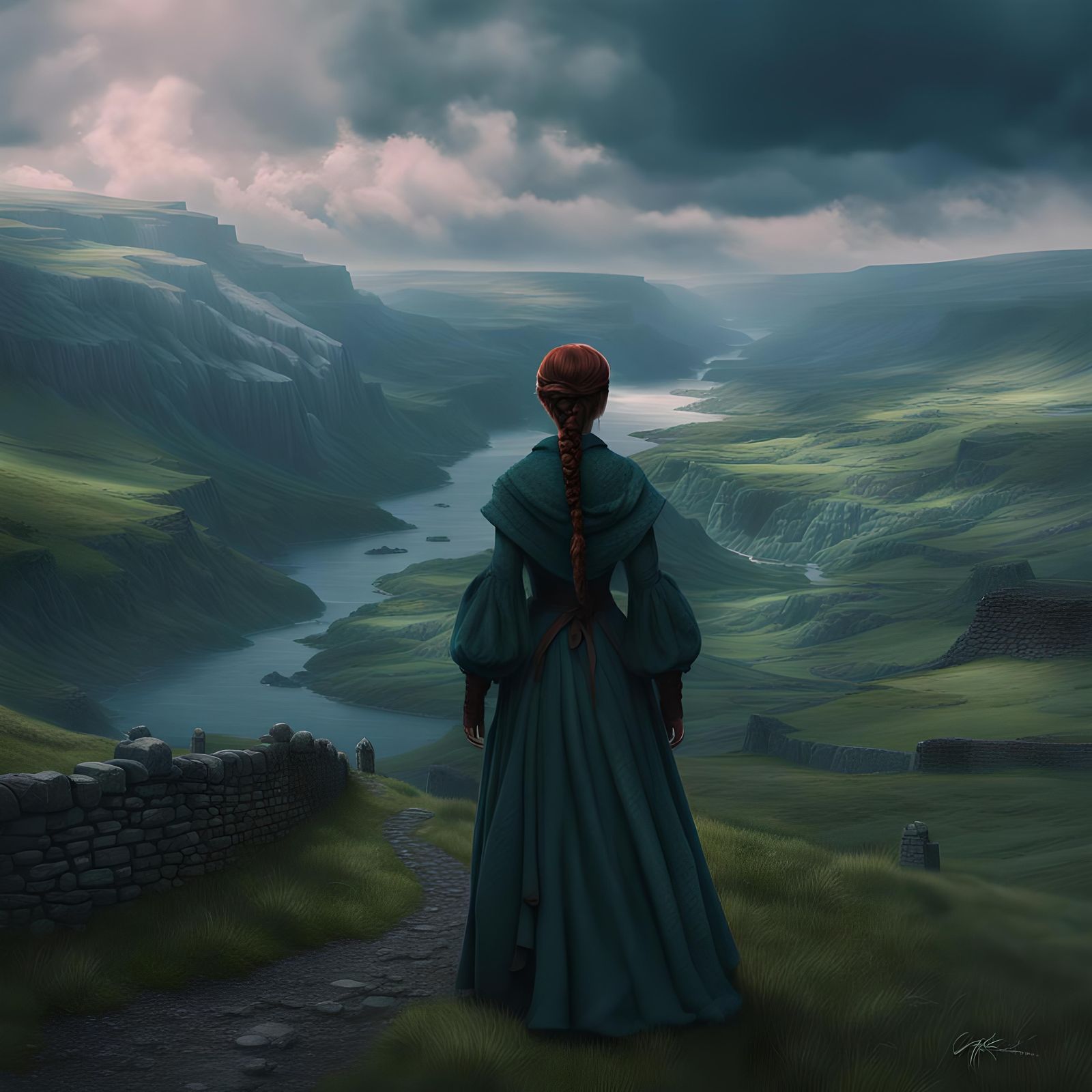 Enchanting Welsh Woman: Detailed Matte Painting