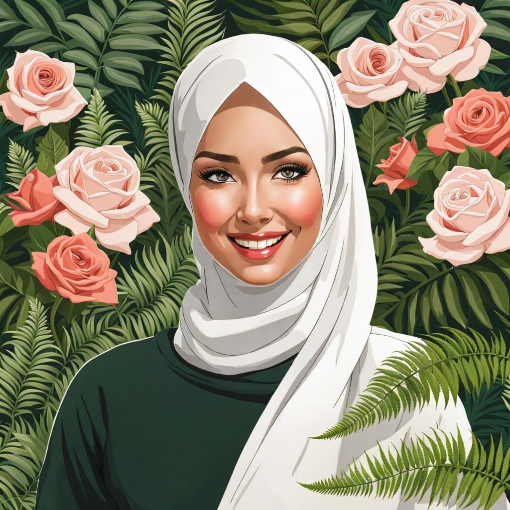 Beautiful Hijabi Woman in Botanic Garden