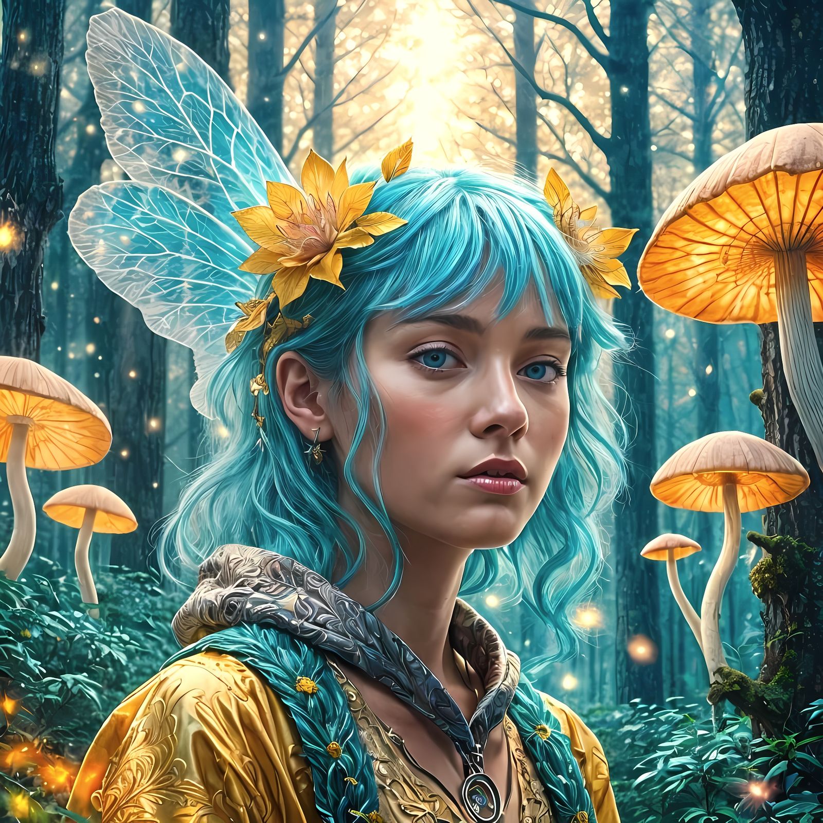Holographic Elf in Astral Cosmic Illustration
