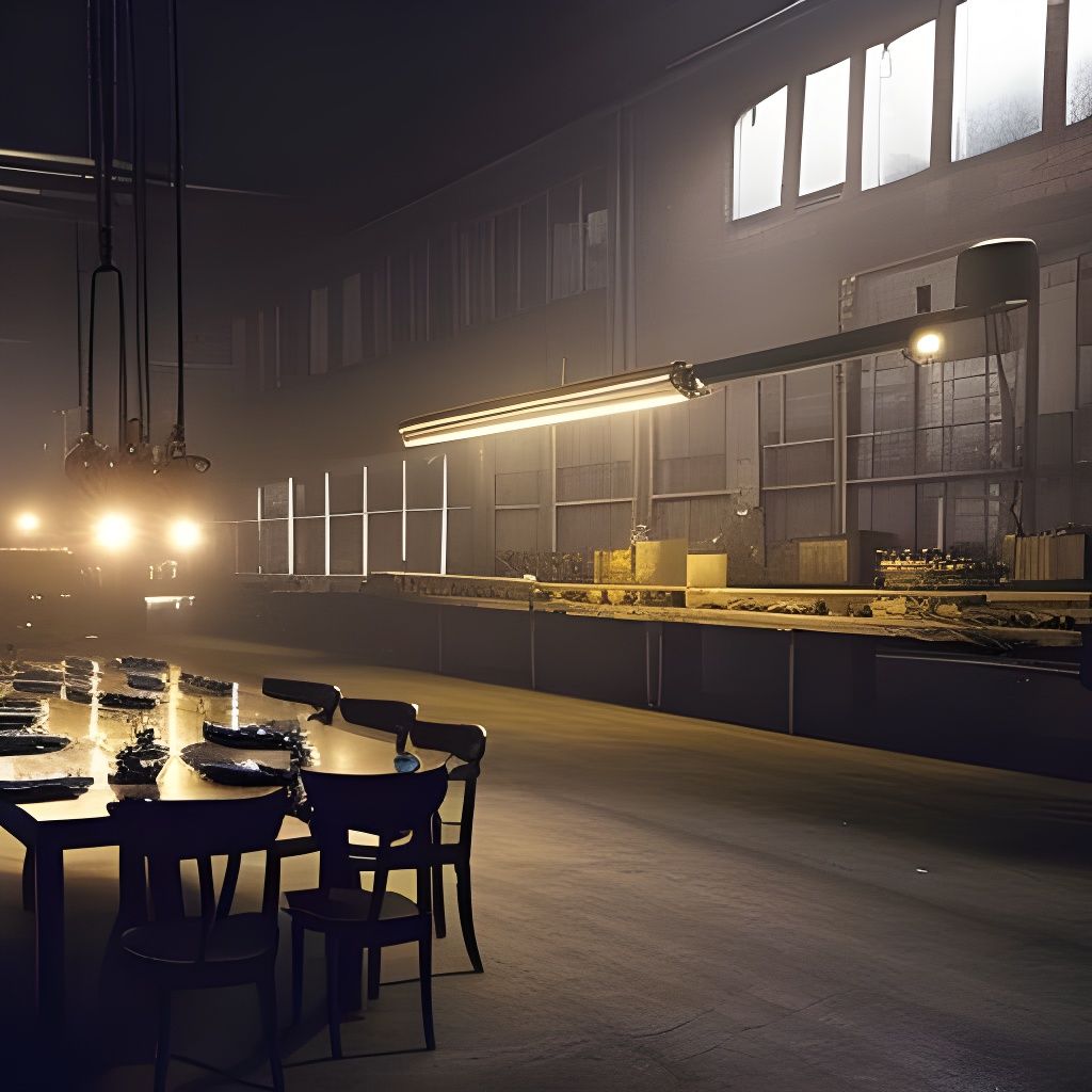 Dark Factory Interior in Horror Movie Style