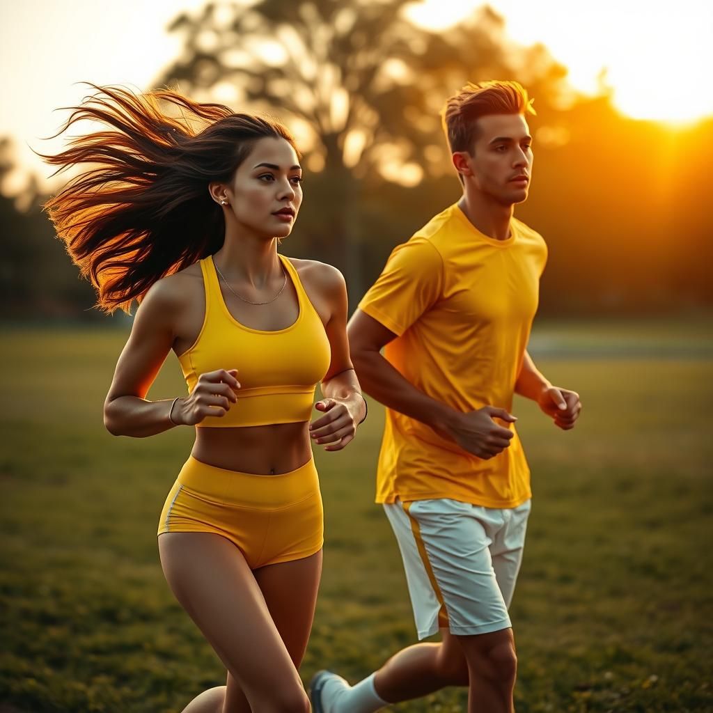 Golden Hour Jog: Cinematic Film Still