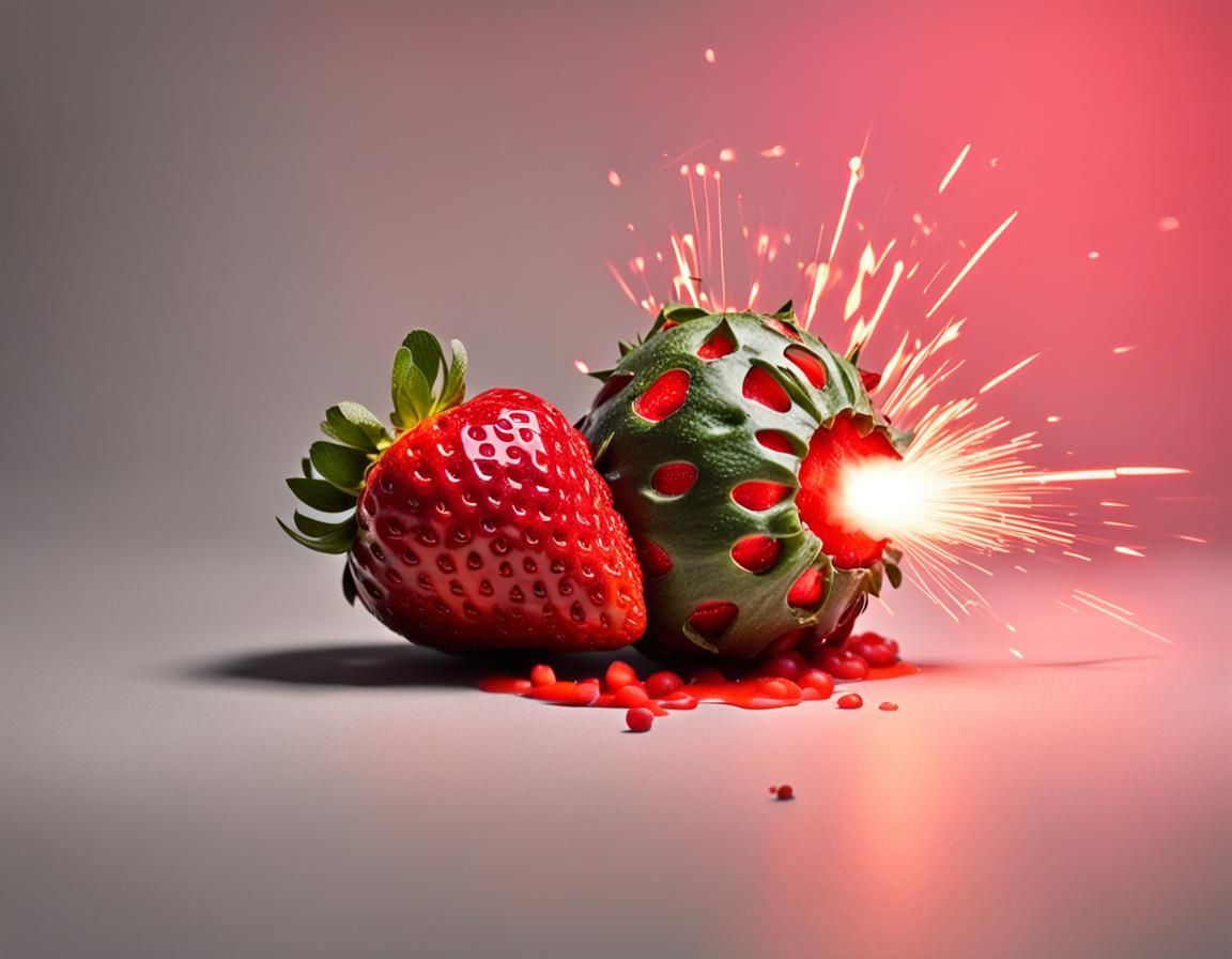 Strawberry Grenade Exploding: Flash Photography