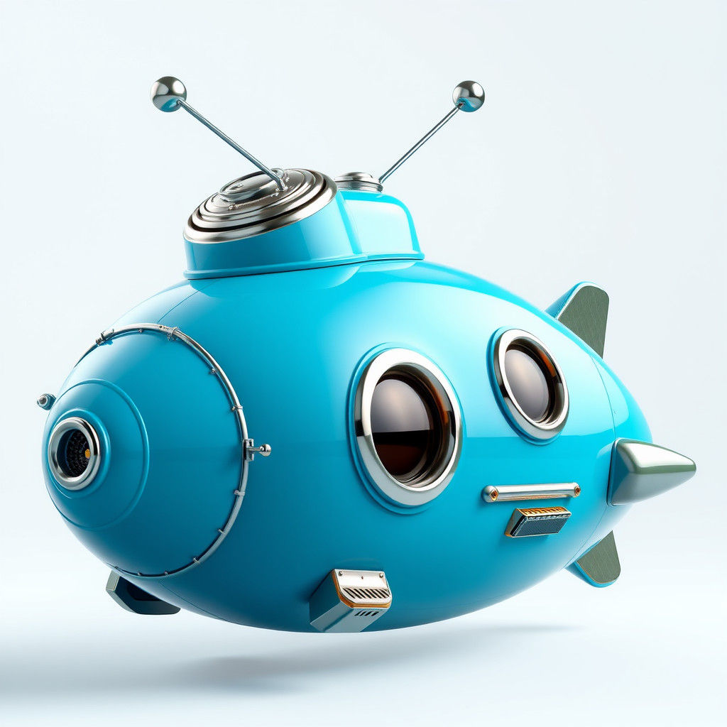 Cartoon Rocket in Retro-Futuristic Style