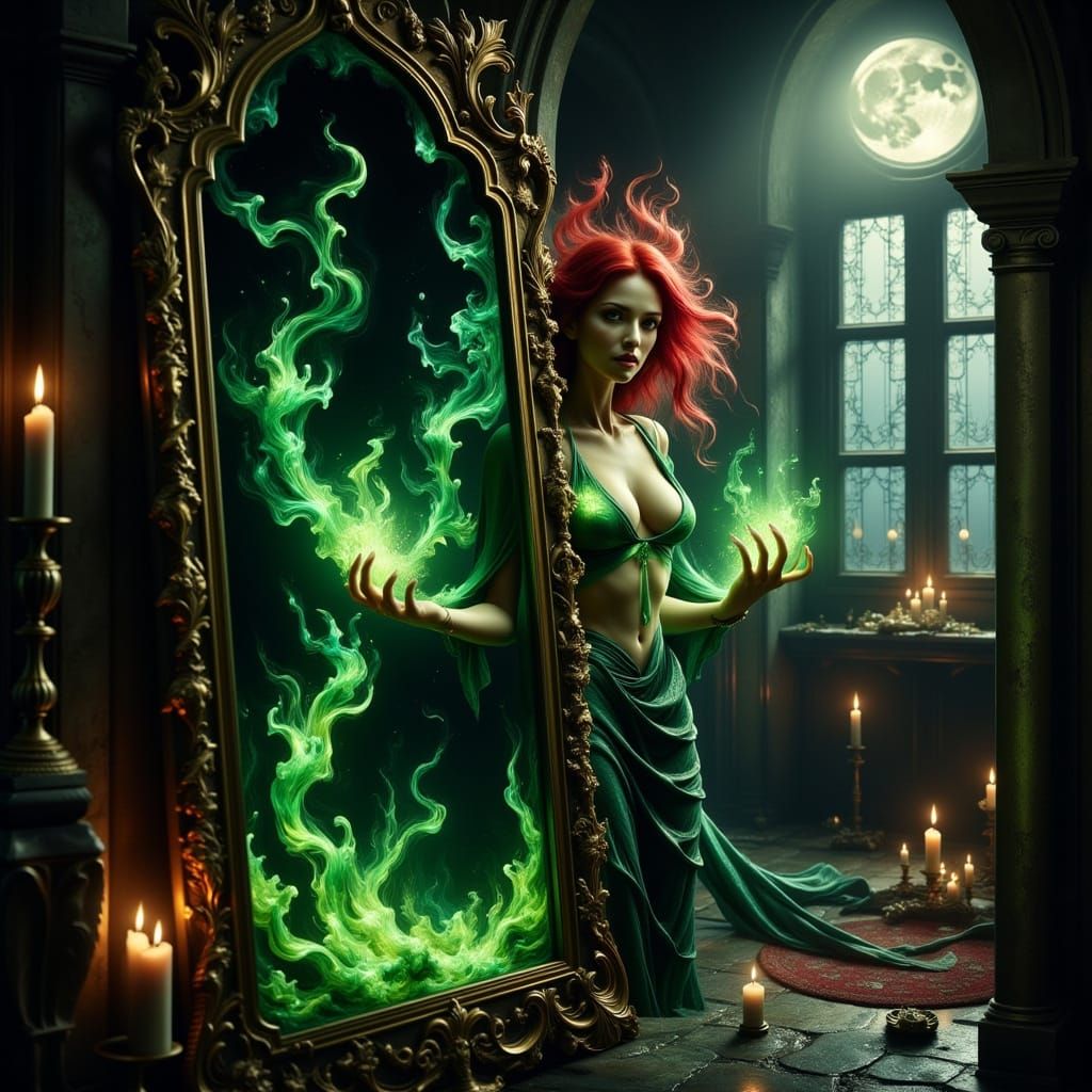 Ethereal Demoness Unleashes Emerald Flames in Gothic Horror ...