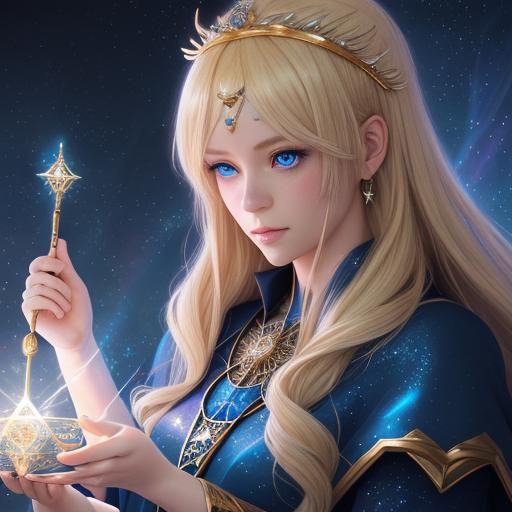 Blonde Tarot Reader with Mystical Energies: Anime-Style 3D A...