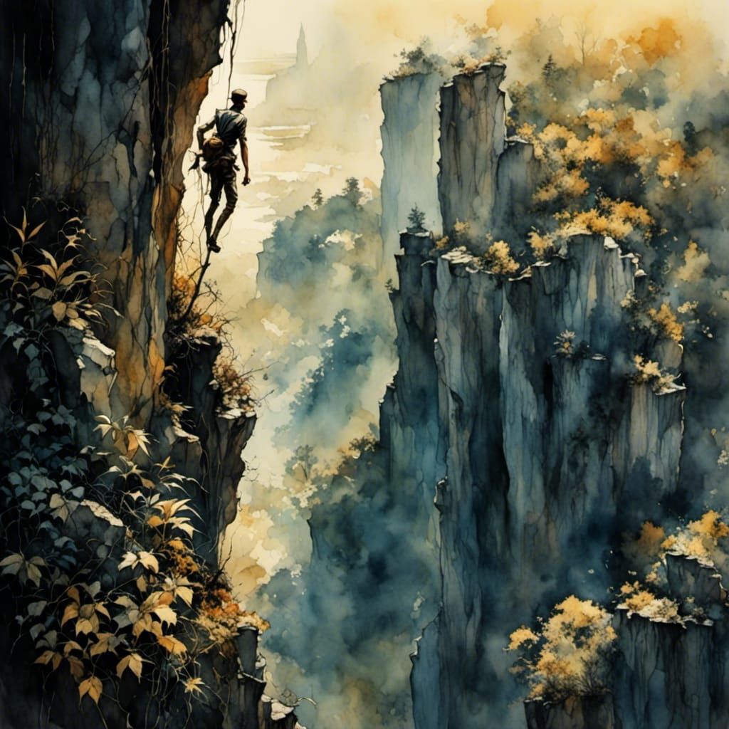 Epic Rock Climber in Jungle Landscape Photography