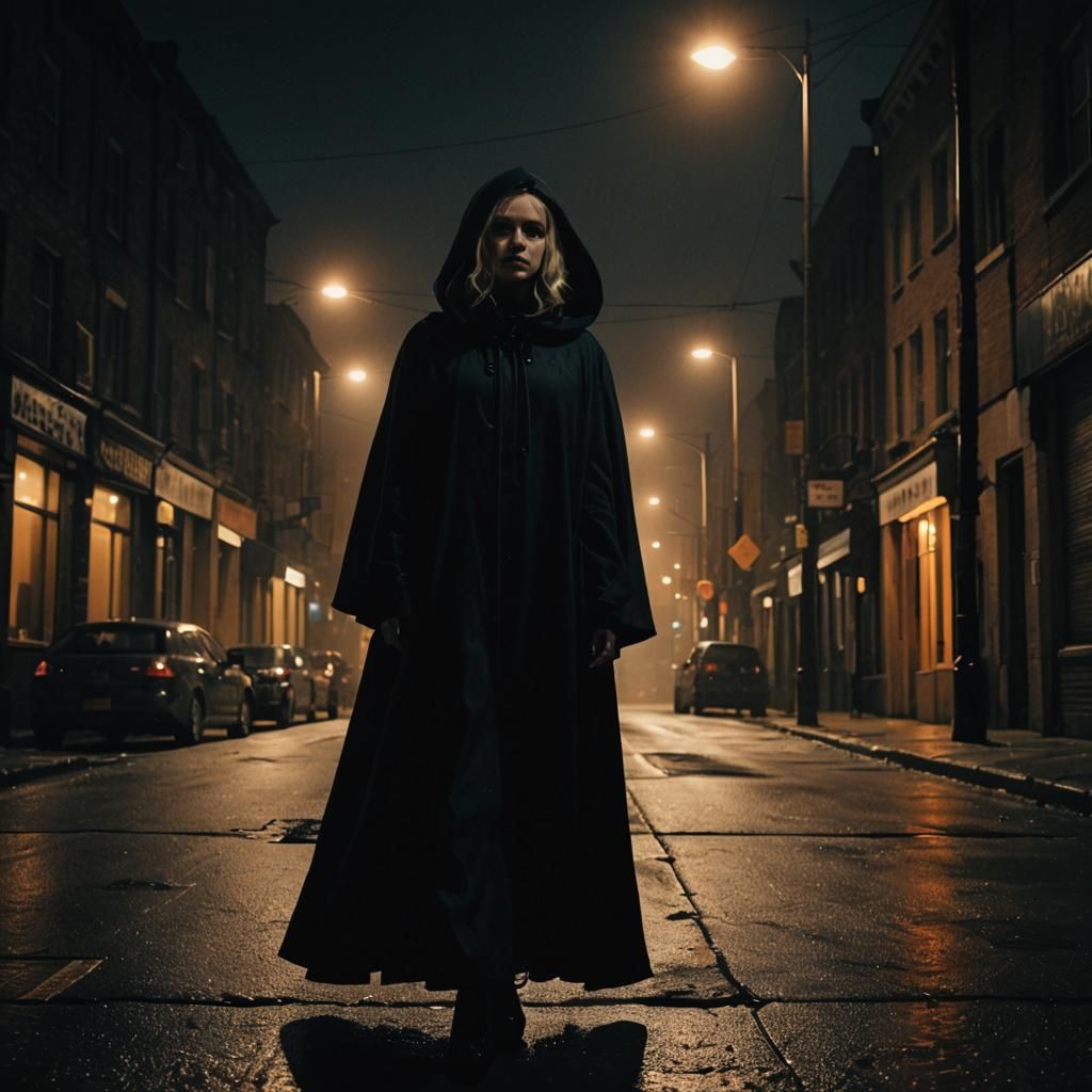 Gothic Woman in Noir Film Still