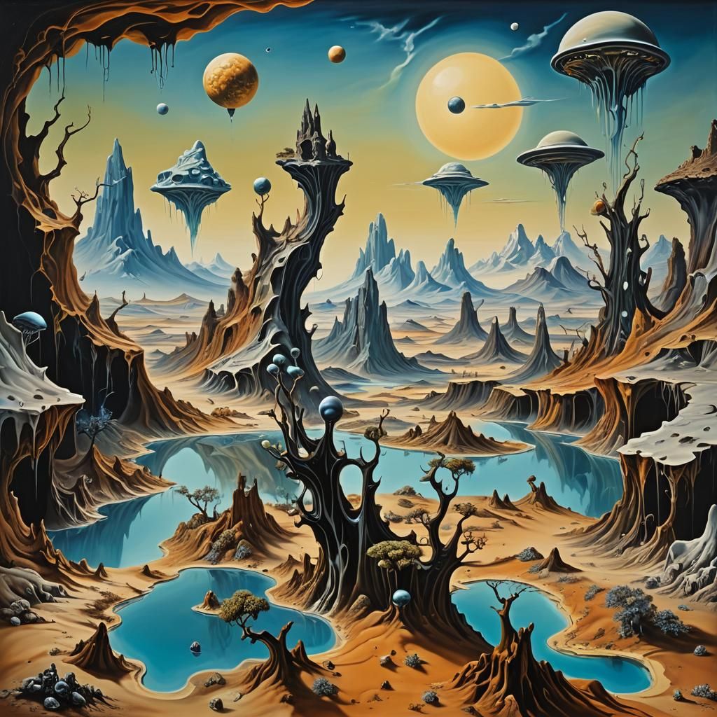 Surreal Alien World with Strange Flora and Fauna