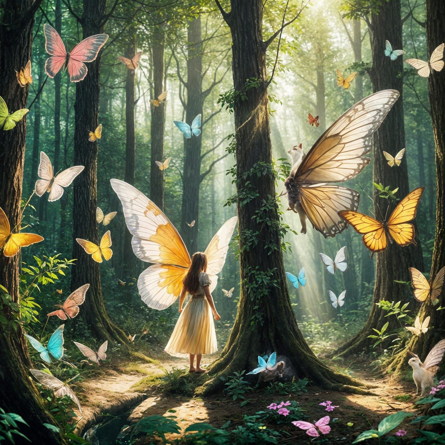 Harmonious World: People, Animals, and Mythical Creatures