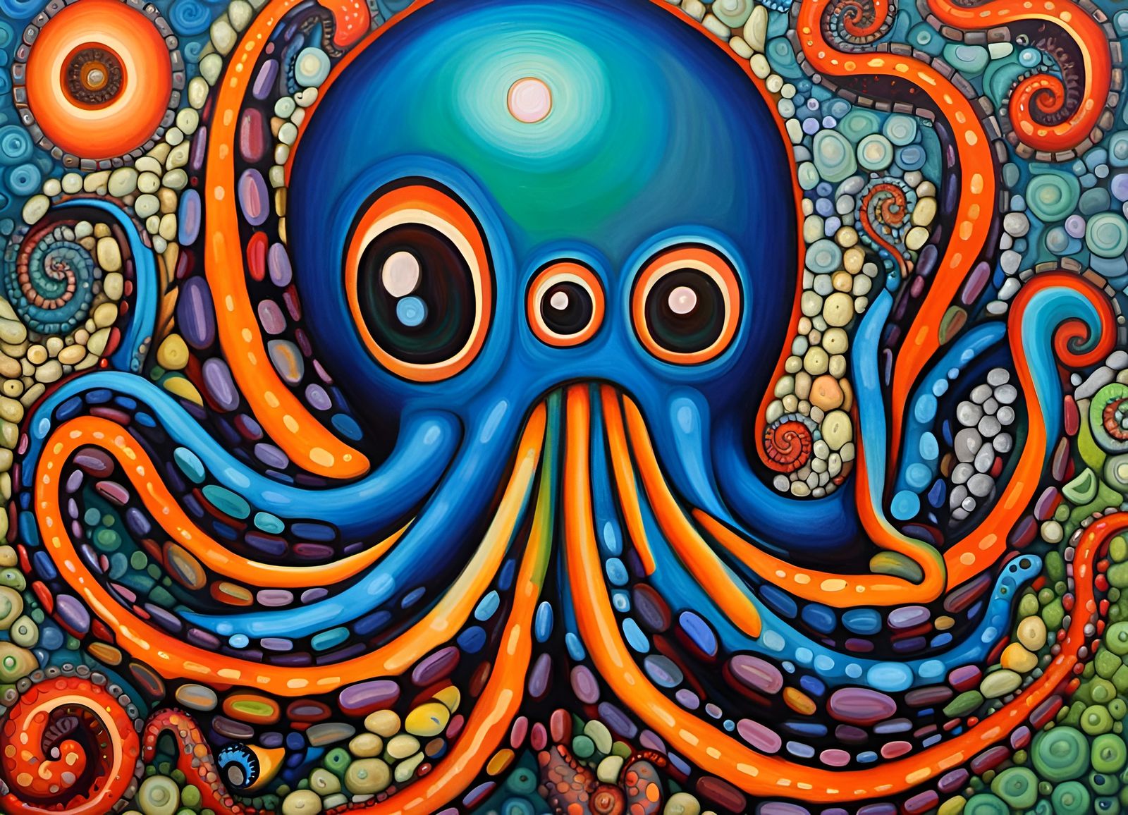 Hundertwasser Octopus with Intricate Tentacles