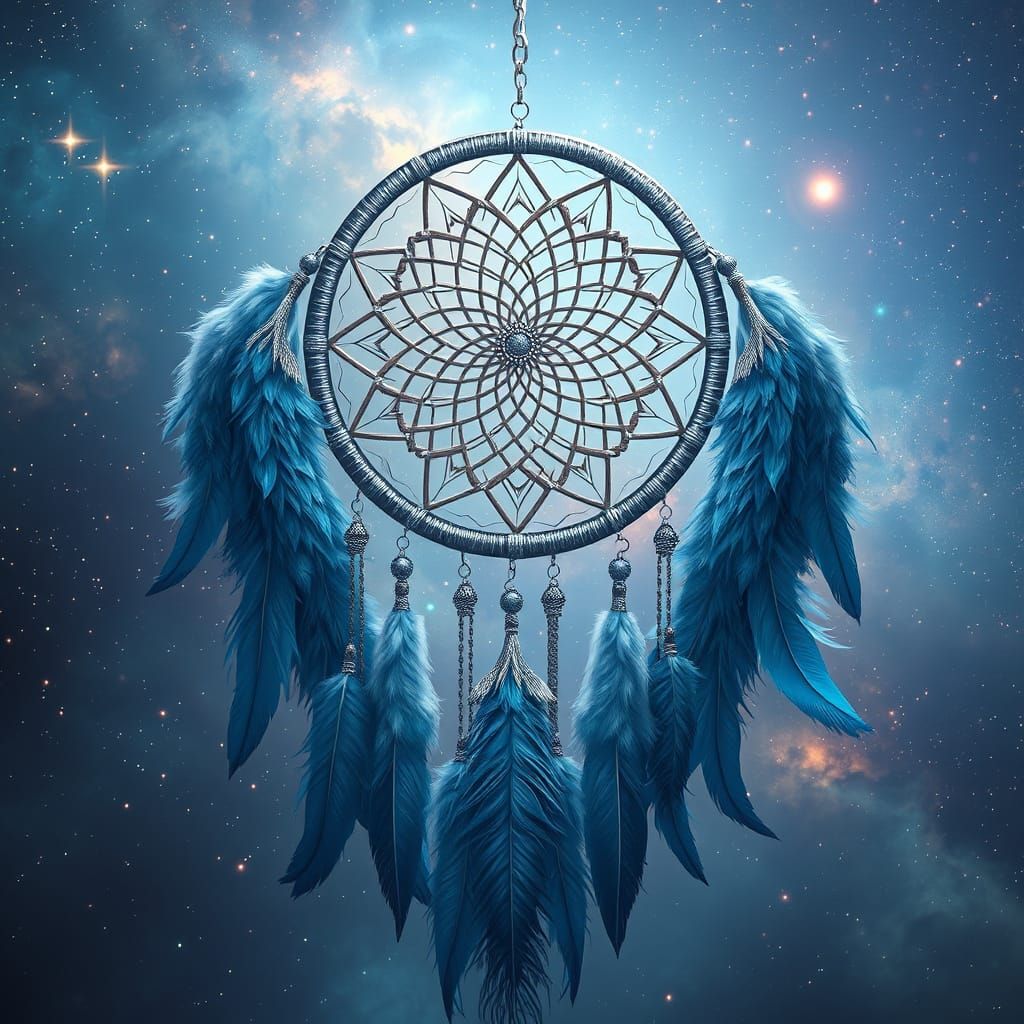 Dreamcatcher with Galaxy Background in Digital Art Style